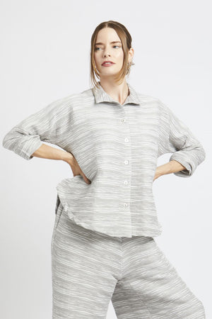 Circular Shirt Ribbed Texture Metallic