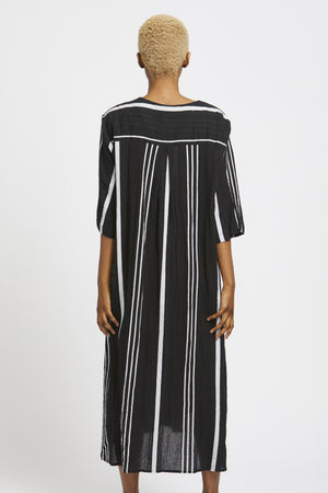 Breeze Cotton Black White Stripe Dress